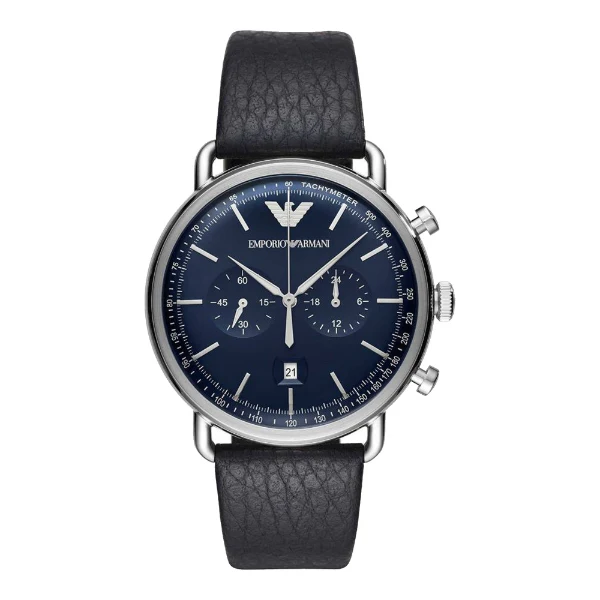 Aviator Black Leather Belt Watch