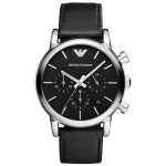Black Leather Strap Black Dial Quartz AR1733