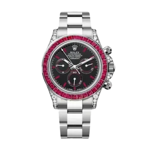 Oyster Red Stones White Gold Black Dial